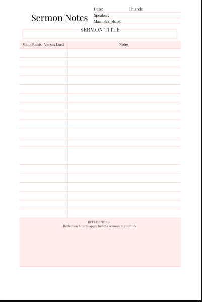 Sermon Notes Journal – | Christian Journal for Church Messages, Bible Study & Reflection